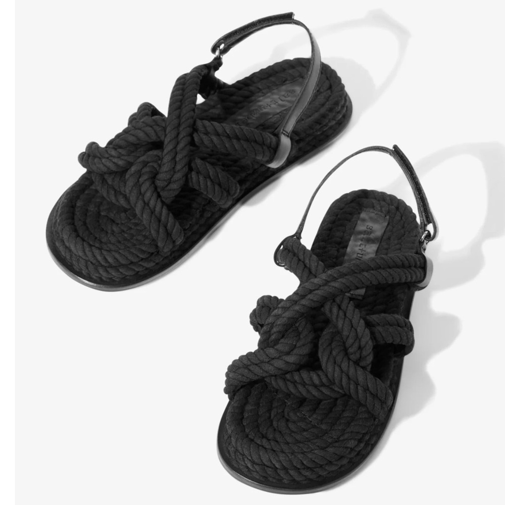 Salt + Umber Sansa Rope Sandal in Black | 39 NWOT